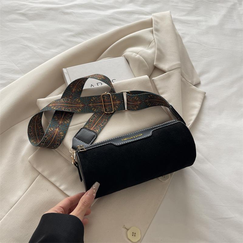 Сумка-цилиндр женская матовая новая мода контрастный цвет широкий плечевой ремень на плечо универсальная сумка-мессенджер