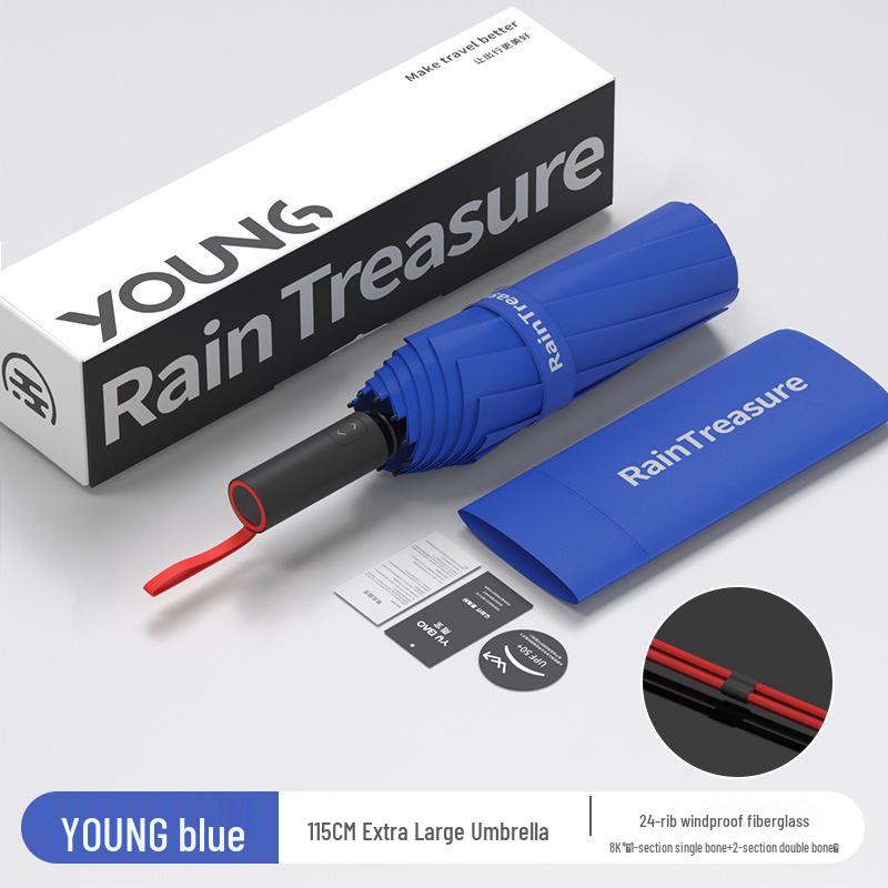 Automatischer 24-Speichen-Winddichter Faltbarer Regenschirm für Herren, für Regen oder Sonnenschein, mit UV-Sonnenschutz