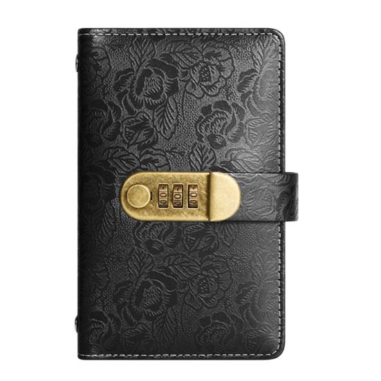 Financial Planning Notebook A6 Password Lock Cash Budget Organizer, PU Leather And Relief Cover, Security Binder 100 Pocket Savings Challenge Booklet