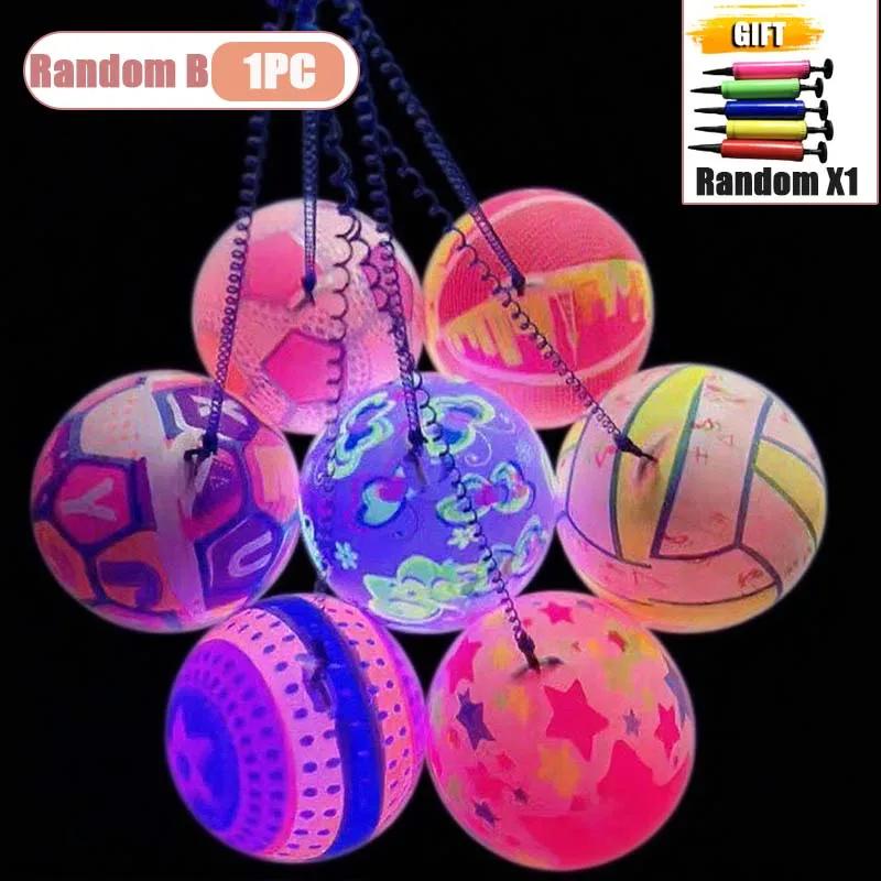 Inflatable Flashing Bouncing Ball Light Up Swing Ball Toy for Kids Outdoor Fitness Exercise Party Interactive Game Supplies