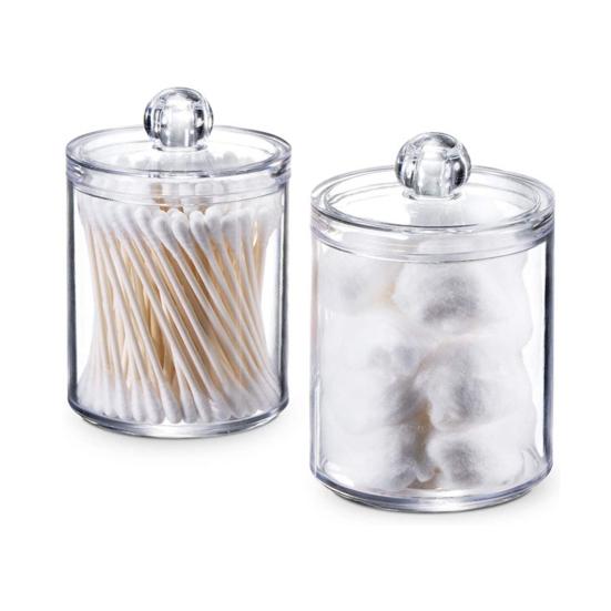 Storage Box Useful with Lid Easy To Refill Multi-purpose Cotton Swab Floss Jar Household Supplies