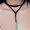Turquoise Charm Necklace Bohemian Jewelry Natural Blue Stone Lariat Wrap