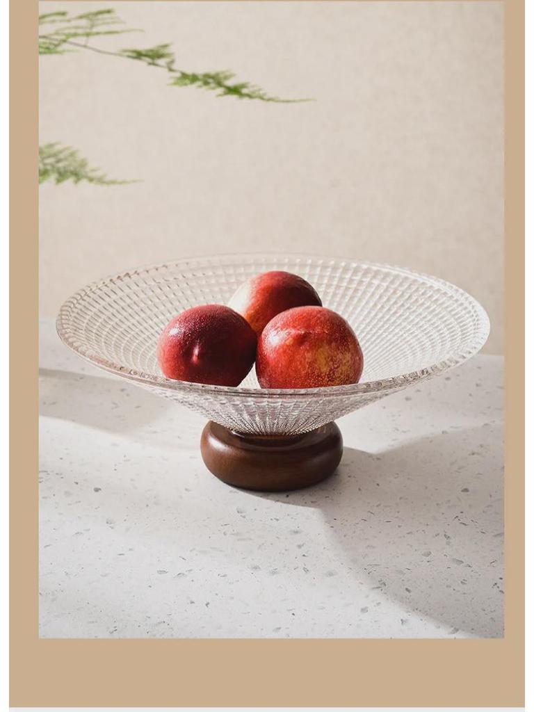 Happy Tao Luxury Glass & Wood Dessert Plate - Ideal for Fruit, Snacks, and Candy