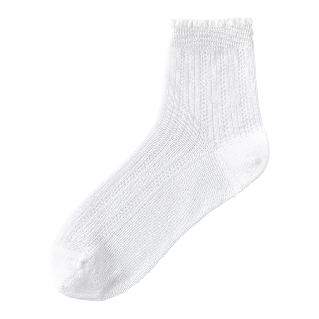 Women Thin Mesh Lace Socks Seamless Mid-Calf Socks Breathable Lightweight Soft Fabric Stretchy Fit for Daily Wear
