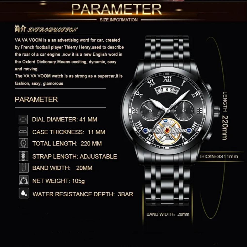 Mens Stainless Steel Luminous Clock Watch Casual 3Bar Waterproof Outdoor Sport Wristwatch