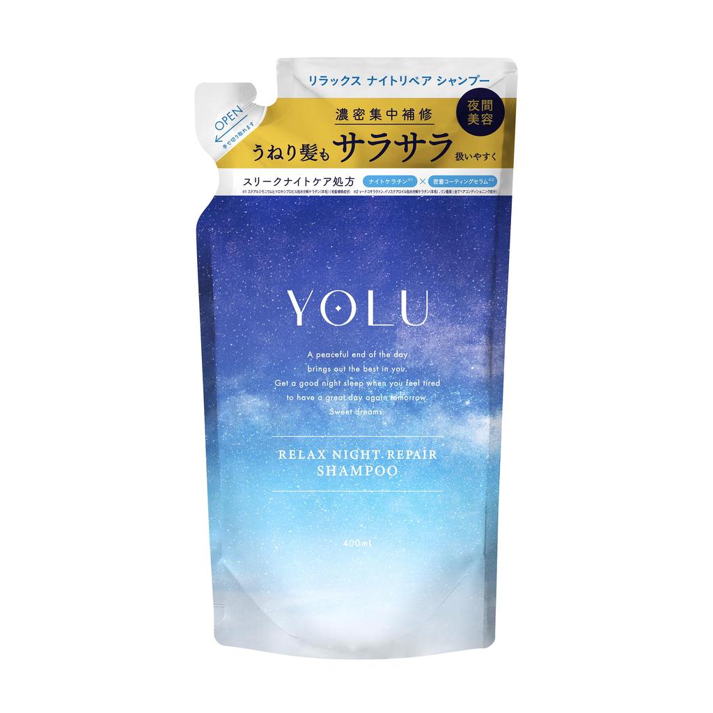 YOLU Relax Night Repair Shampoo Nighttime Beauty Hair for Men and Women Refill, 400ml, Care, Silicone-Free,