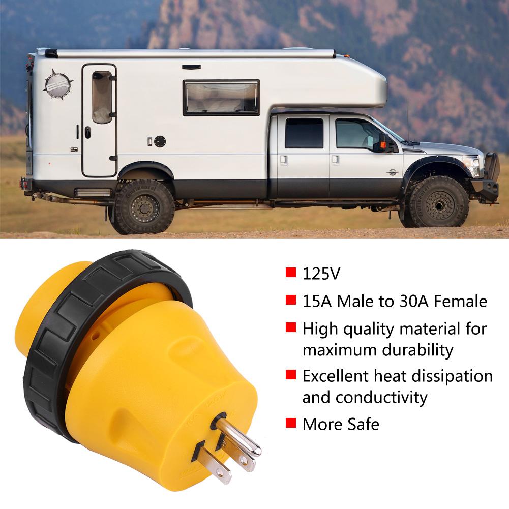 125V RV Power Cord Adapter 15A Male To 30A Female Connector Plug (US Plug)