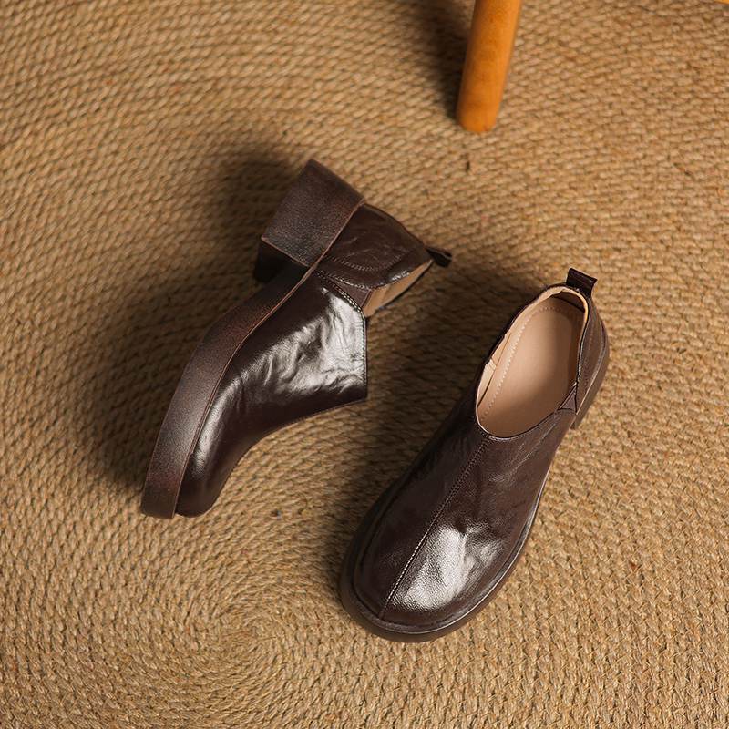 Krazing Pot Sheep Skin Autumn Winter Shoes Chunky Heels Size 43 Size 42 Round Toe Slip On Deep Mouth Pumps