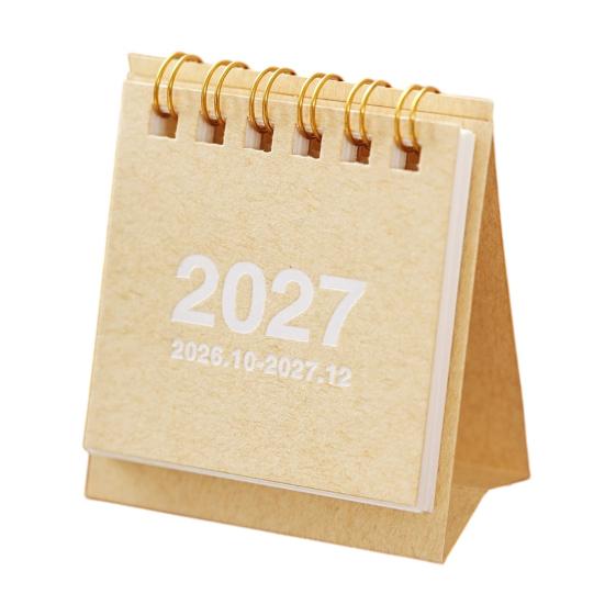 Tragbarer Schreibtischkalender für das Büro, Mini-Schreibtisch 2026-2027, Okt. 2026 bis Dez. 2027, Aufstellbarer Klappkalender, Kleiner funktionaler Planungskalender, 14