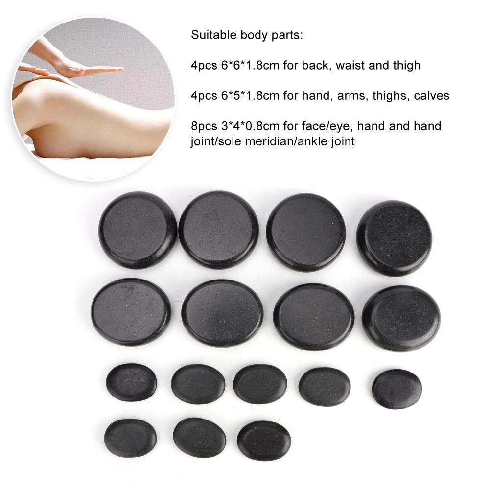 16pcs/set Hot Spa Massage Stone Set Heated Basalt Body Massage Rock Kit