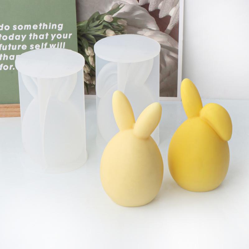 3D Eggshell Rabbit Silicone Candle Mold Creative Easter Animal Aromatherapy Plaster Resin Handmade Soap Chocolate Baking Tools