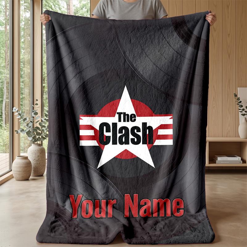 The Clash Custom Flannel Throw Blanket Print Your Name Text Soft Warm Blanket Holiday Present
