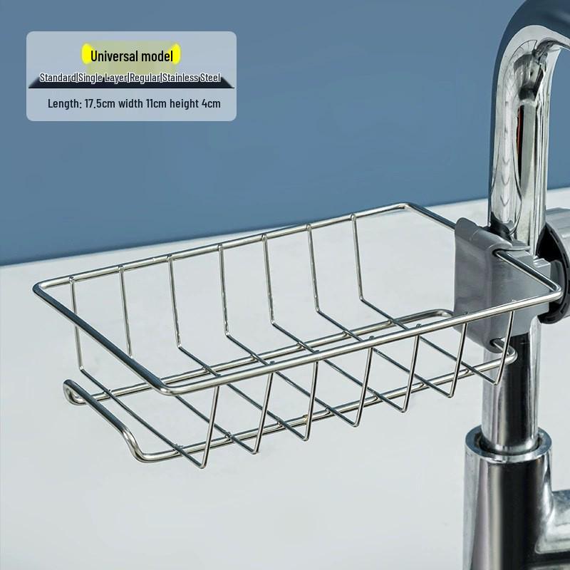Kitchen Sink Organizer Rack for Dishwashing: Drain Basket for Sponges, Brushes, Scouring Pads, Rags