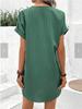 2023 V-Neck Solid Color Casual Button Dress for Women - Comfortable and Fashionable