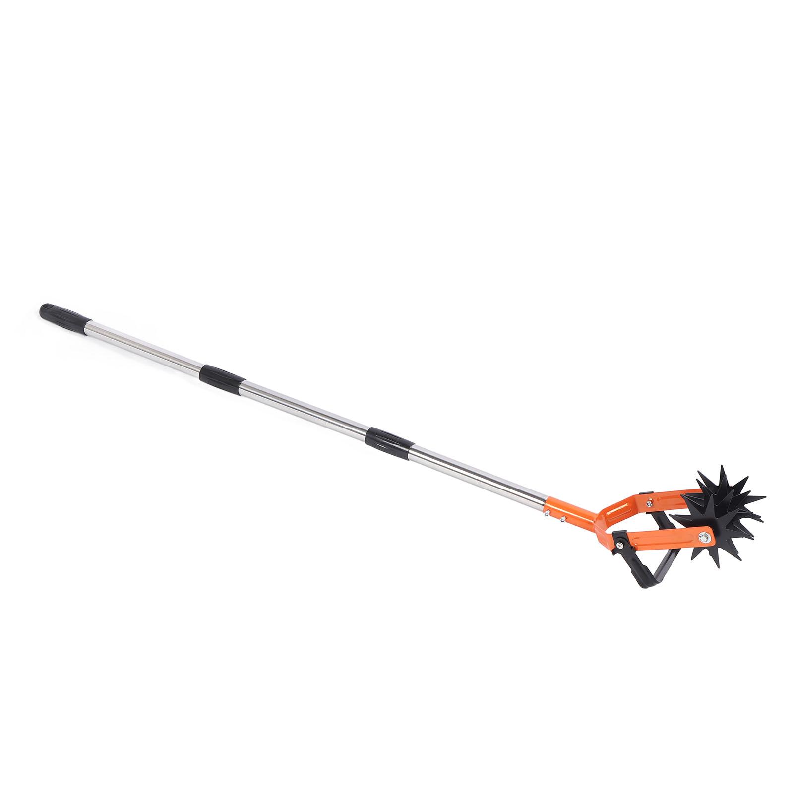 Garden Cultivator Tool Stainless Steel Lawn Reseeding Garden Tool   Handle Garden Soil Loosener with Weeding Blade for Soil Mixing