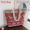 Trendy Dualsided Ethnic Style Canvas Tote With Hidden Pocket For Everyday Carry