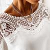 New Crochet Embroidery Lace Blouses Women Autumn Sexy Lace Stitching White Shirts Vintage Plus Size Ladies Tops Blusas