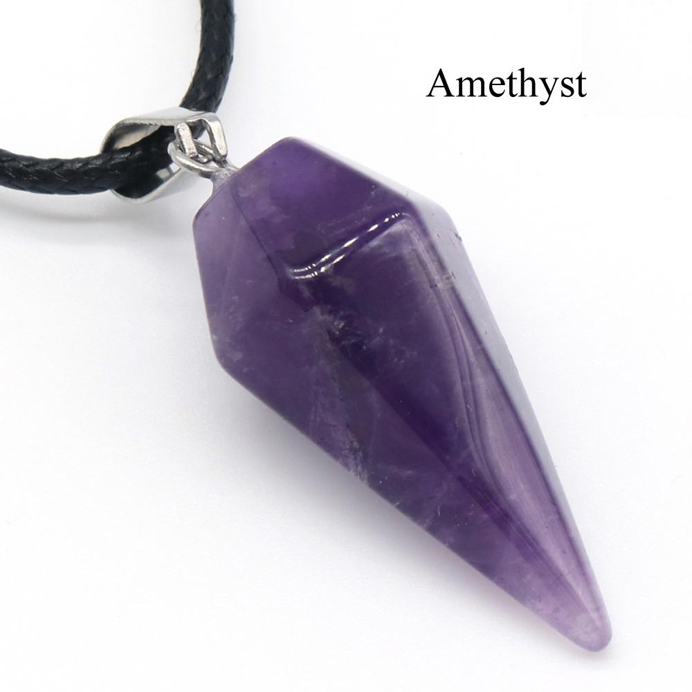 

1 шт. Энергетический натуральный камень конус ожерелье кулон, геометрический стиль рейки исцеление кристалл кулон ожерелья для женщин мужчин рождественские украшения подарки 1Pc/31×14mm