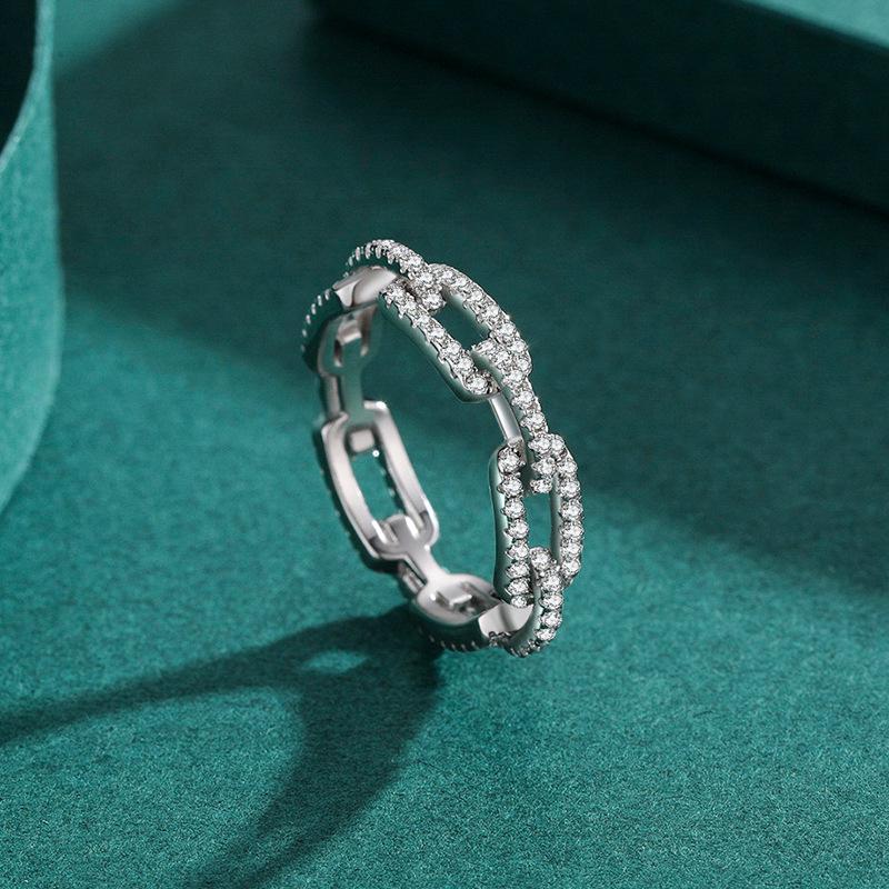 Modian S925 Sterling Silver Geometric Diamond Ring - Simple Fashion, Hollow Design, Trending Jewelry