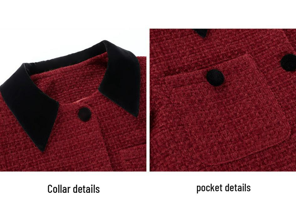 Genuine French Lapel Jacket: Women's Autumn/Winter Angora Red Wool Coat