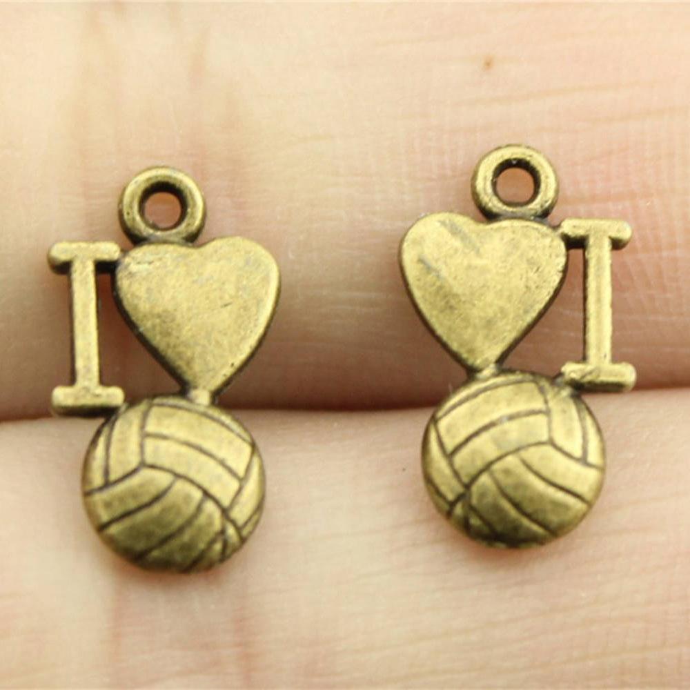20pcs Sport Charms Volleyball Charms For Jewelry Making Antique Bronze Silver Color Pendants DIY Crafts Making Findings
