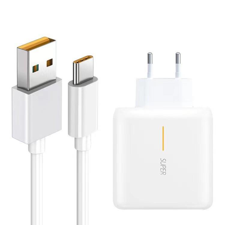 65W EU Standard Charger & Data Cable for Oppo Reno6, Reno5, and Reno4SE with Flash Charge Capability