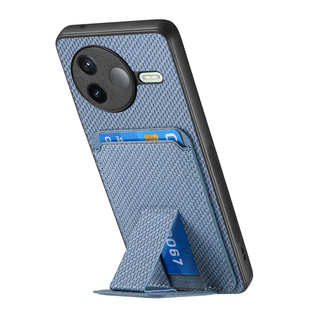For Xiaomi Poco F7 Pro 5G/Xiaomi Redmi K80 5G Case Card Holder Carbon Fiber Texture Leather Coated TPU Phone Cover