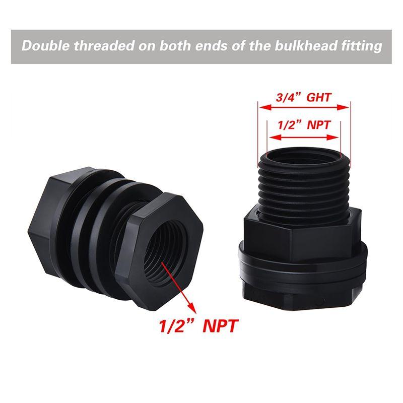 A74E-10Stk Schottenverschraubung, Gartenschlauchgewinde 3/4Zoll Außen GHTx1/2Zoll Innen NPT Doppelgewinde Schotten-Wasserbehälter-Verbinder