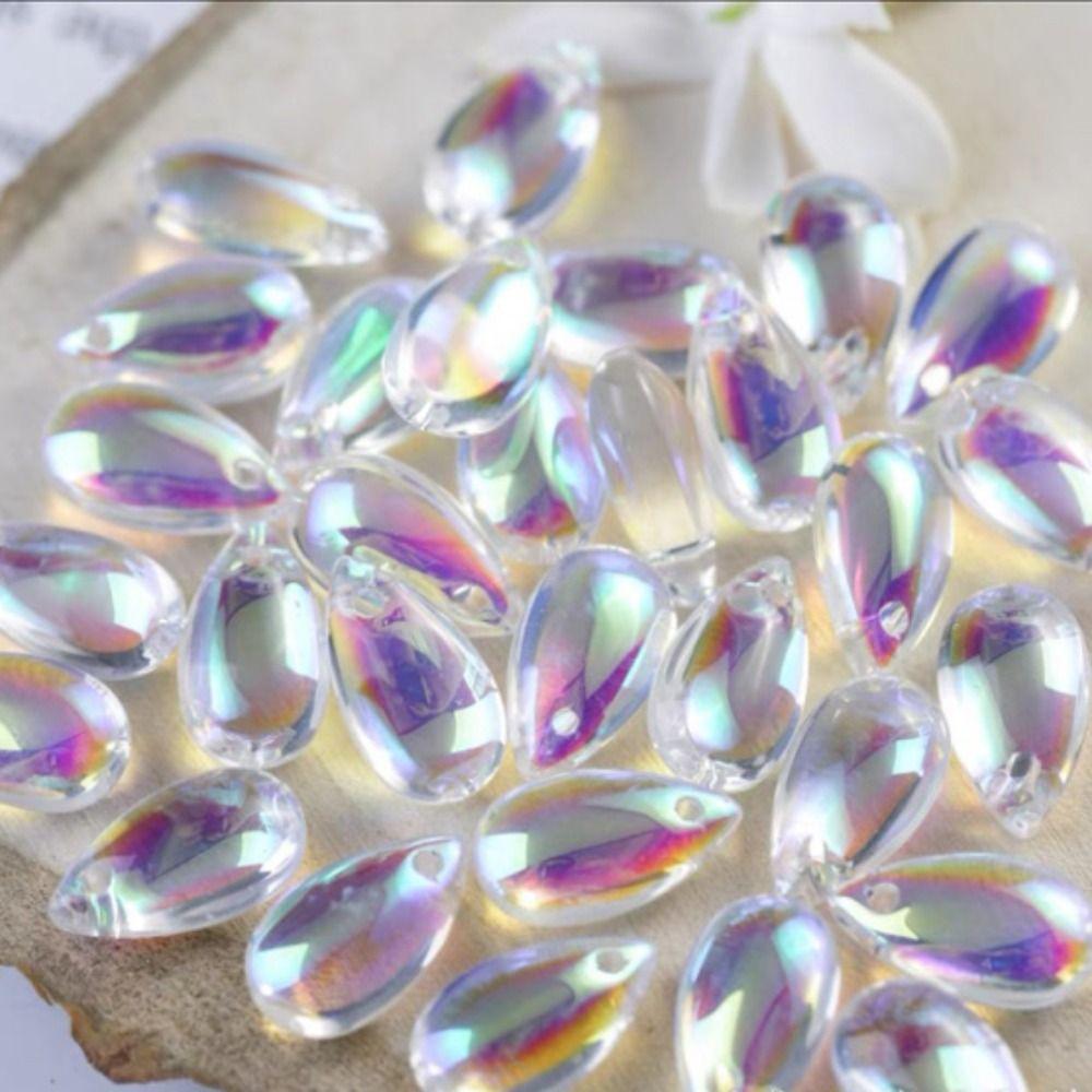 

100 PCS Transparent Glass Bead Perforated Glaze Bead Necklace Crystal Ornament Jewelry Making 100pcs