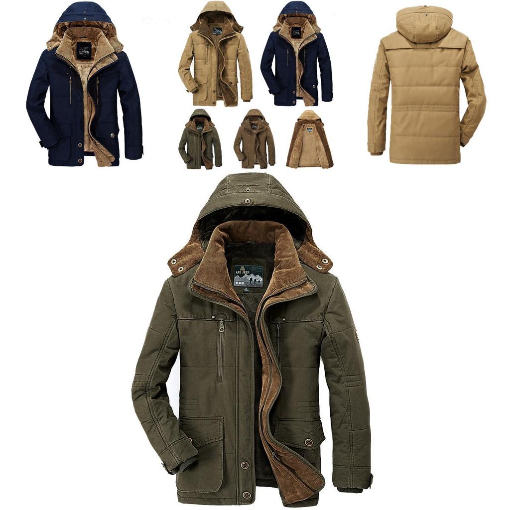 Herren Premium Qualität Warme Jacke Militärparka Pelzgefüttert Langer Mantel Mit Kapuze Wintermantel