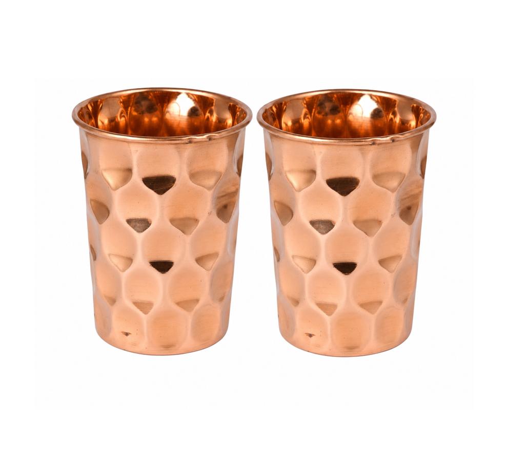 TreegoArt Pure Traditional 300 Ml Copper Tammba Handmade Diamond Design Drinkware Glass Fo Kitchen Item