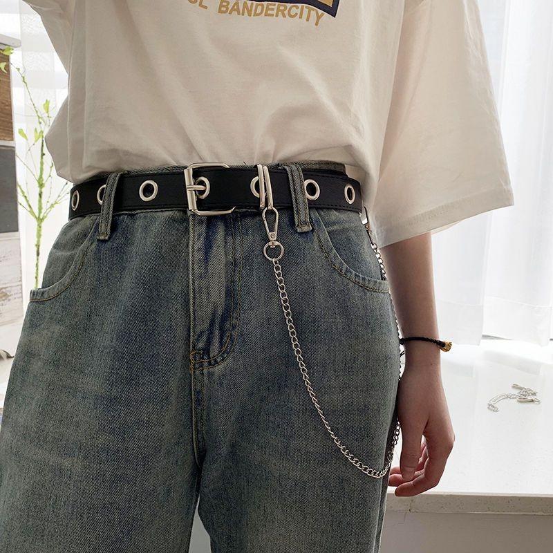 Stylish Unisex Punk Inspired Chain Belt For Jeans And Skirts Versatile Pu Material