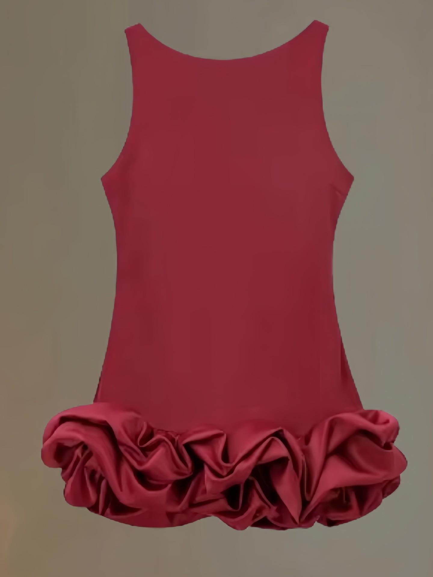 

Юбка-тюльпан однотонная с оборками - Женская осенняя мода 2024, мини-сарафан без рукавов S вино красного