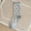 Women's Fall Ballet-Style Polka Dot Mid-Calf Cotton Scrunch Socks with Rolled Edge