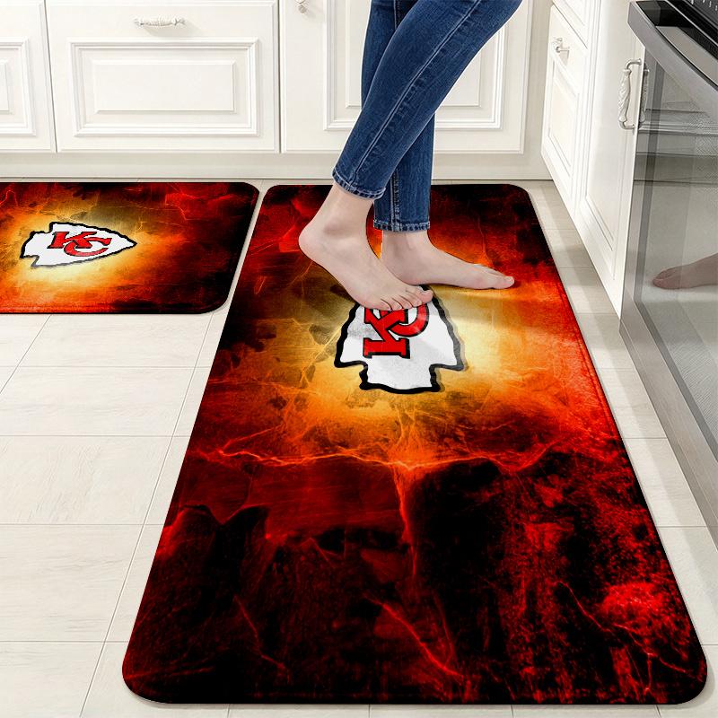 Kansas City Chiefs Flannel Kitchen Mat Christmas Soft Area Rug Non Slip Floor Carpet Home Decoration