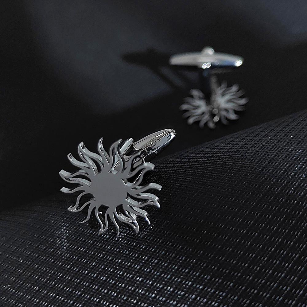 Men's Cufflinks Gold Color Sunflower Shirt Cuff Link Buttons Fashion Stainless Steel Jewelry Accessories Groomsman Wedding Gifts
