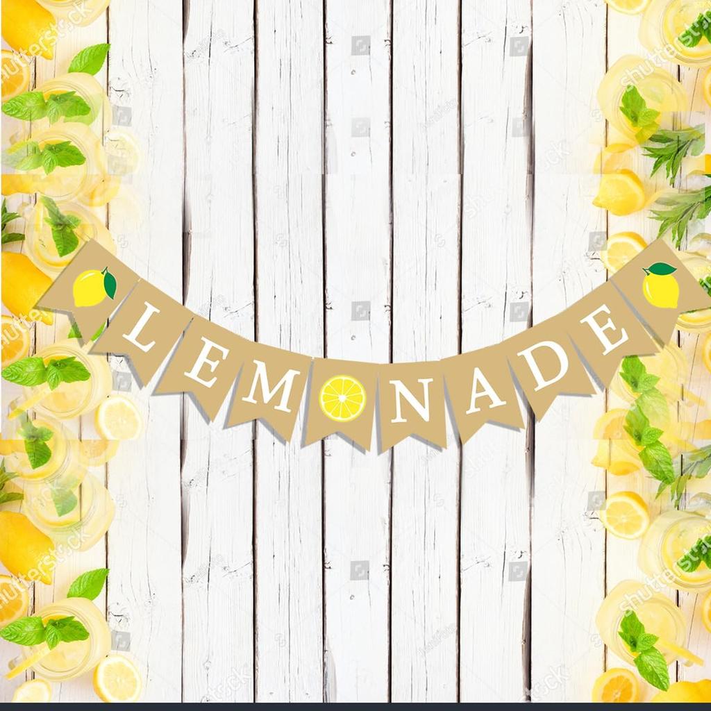 Lemonade Stand Banner for Kids – Rustic Lemonade Banner Sign for Lemonade Stand Supplies, Lemonade Party Decorations, Outdoor Lemon Stand Decor for
