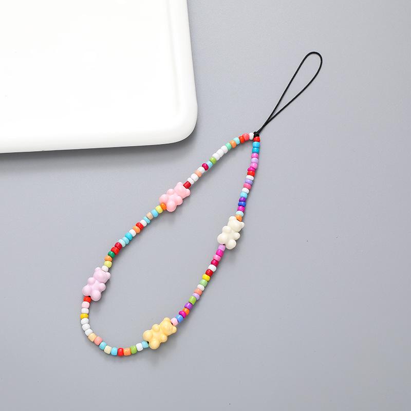 Pearl Bow Beaded Mobile Phone Lanyard Keychain Pendant Accessory