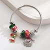 New Christmas Elements Holiday Bangle: Stainless Steel Bracelet with Santa Claus, Christmas Tree, Candy Cane, and Boots Accessories