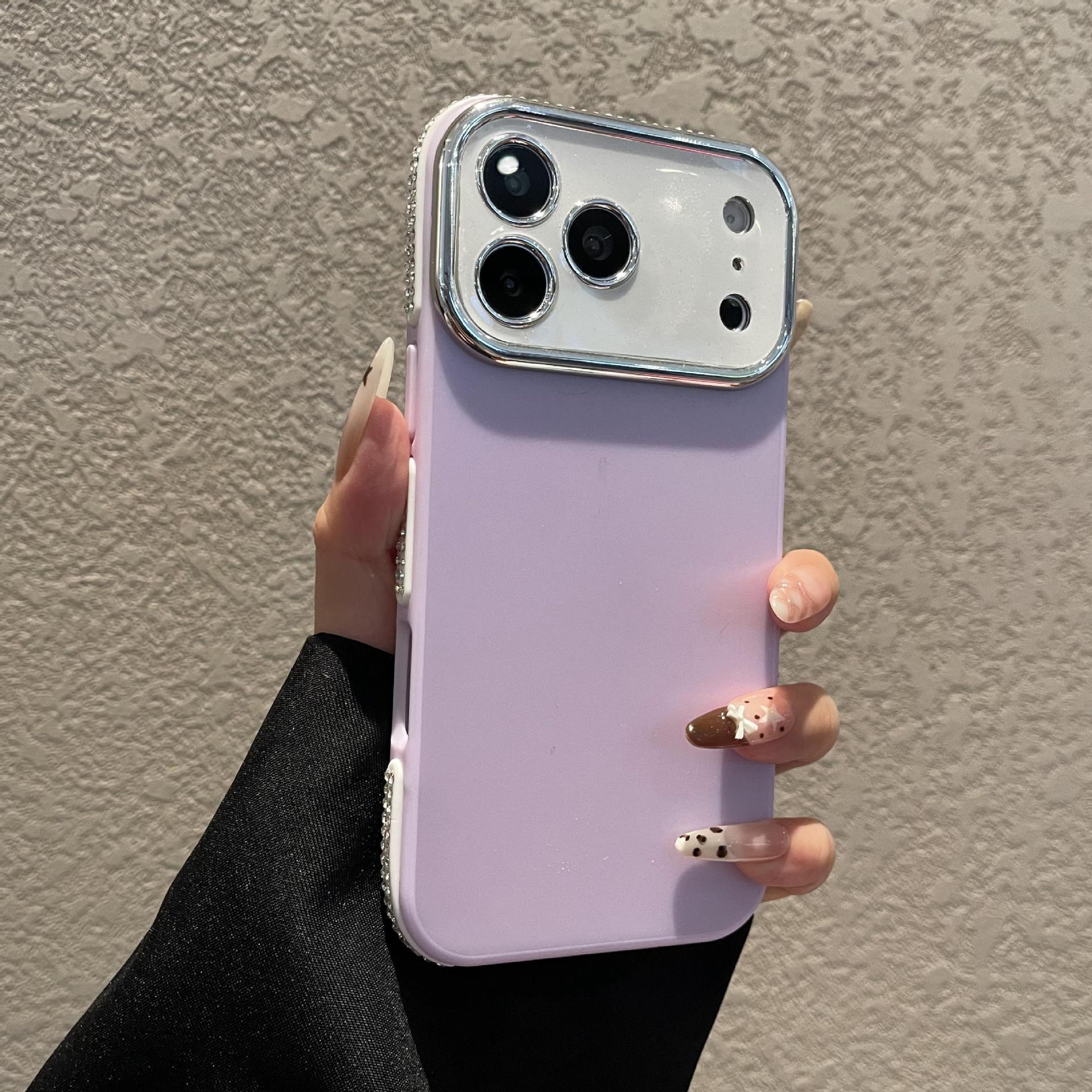 

Luxury Rhinestone Edge Case for iPhone 16 Pro/17 Pro Max with Instant Big Window 13ProMax
