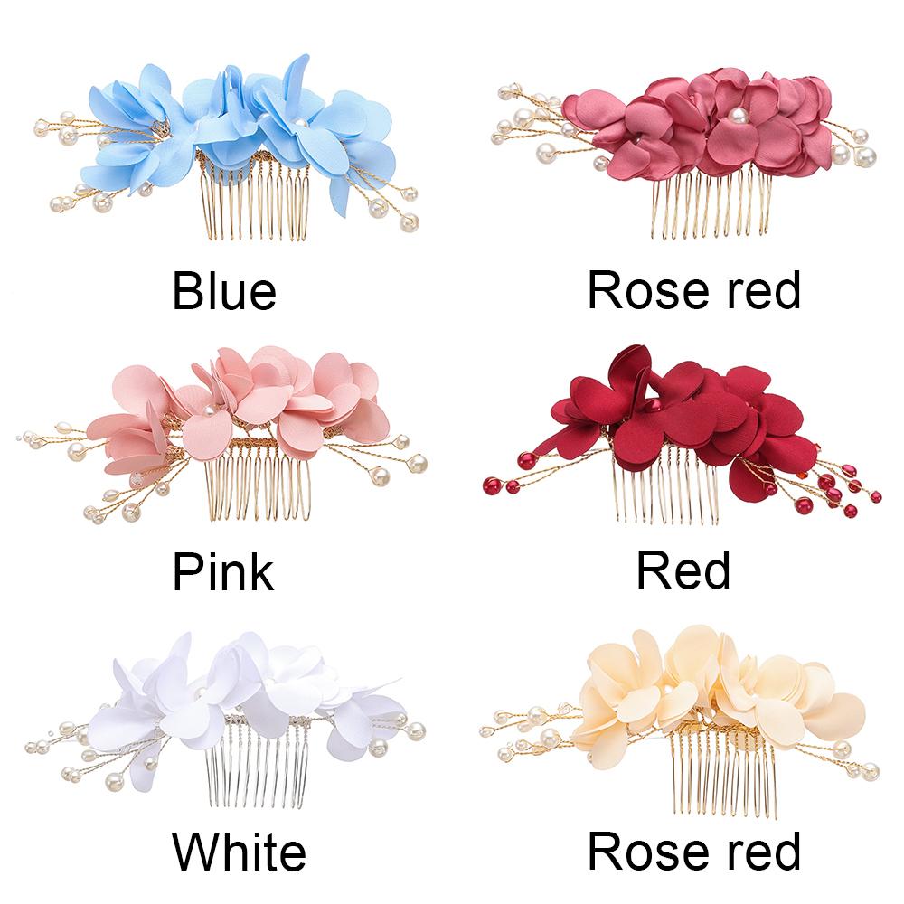 Beautiful Wedding Hair Jewelry Red Flower Hair Pin Bridesmaid Tiara Hair Combs Bridal Clips
