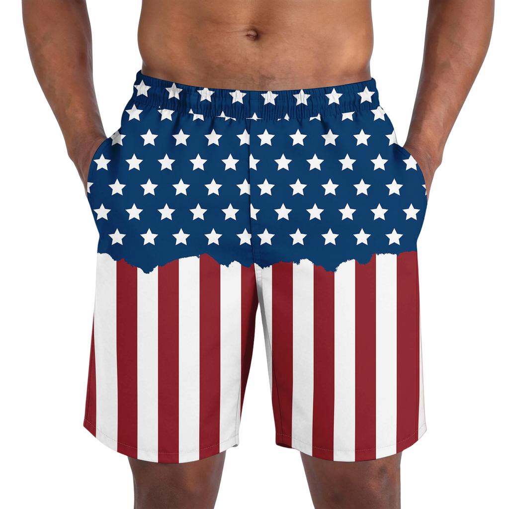 Pantalones Cortos Casuales de Moda con Estampado del Día de la Independencia para Hombre, Pantalones Cortos Deportivos Ligeros y Transpirables para Hombre