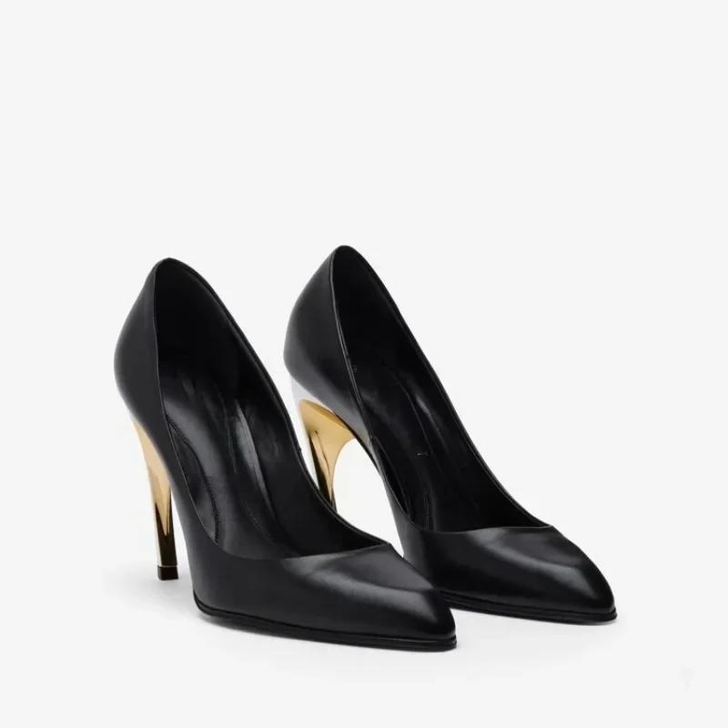 Fashion Fashion Black White Irregular Heel Women High Heeled Shose Spring Autumn European American Personalized Single Shoe Size 34-43