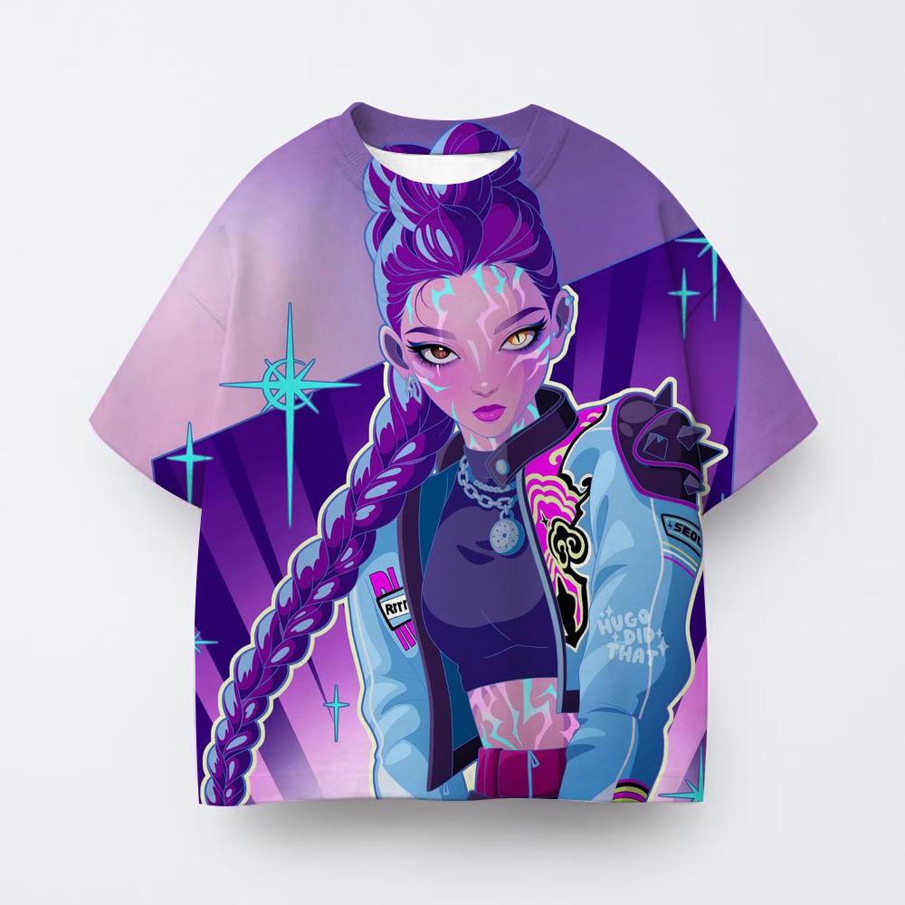 T-shirt Summer Youth Casual Short Sleeve Sports Cartoon Print Fashion T-Shirt Girls Clothing