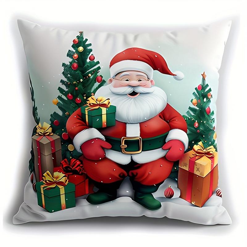 Christmas-Themed Pillowcases: Deer, Snowman, Santa, and Bunny with Gifts sofas, bedroom pillow covers, holiday gifts