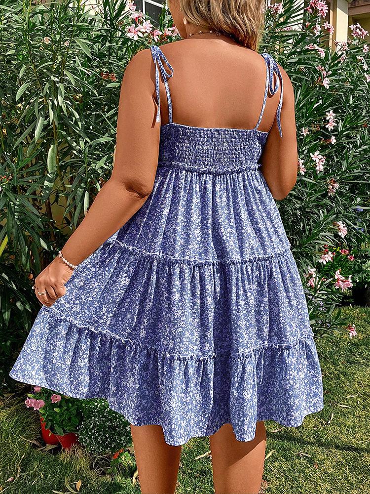 2025 Plus Size Women's Floral Camisole Mini Dress - Comfortable & Casual
