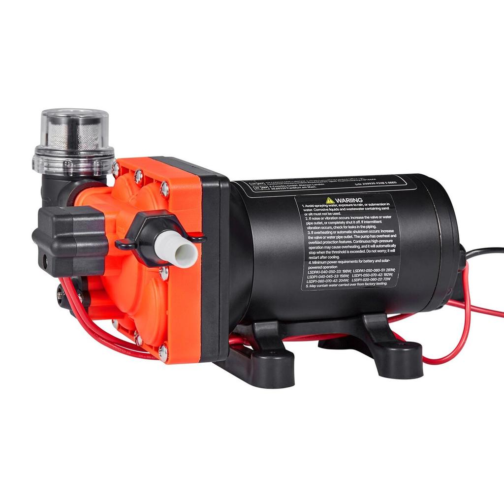RV Water Pump, 12V DC 6 GPM (22.7 L/min), 4-Chamber Self-Priming Diaphragm Water Pump with Automatic Pressure Switch, 70 PSI Max Pressure, On Demand