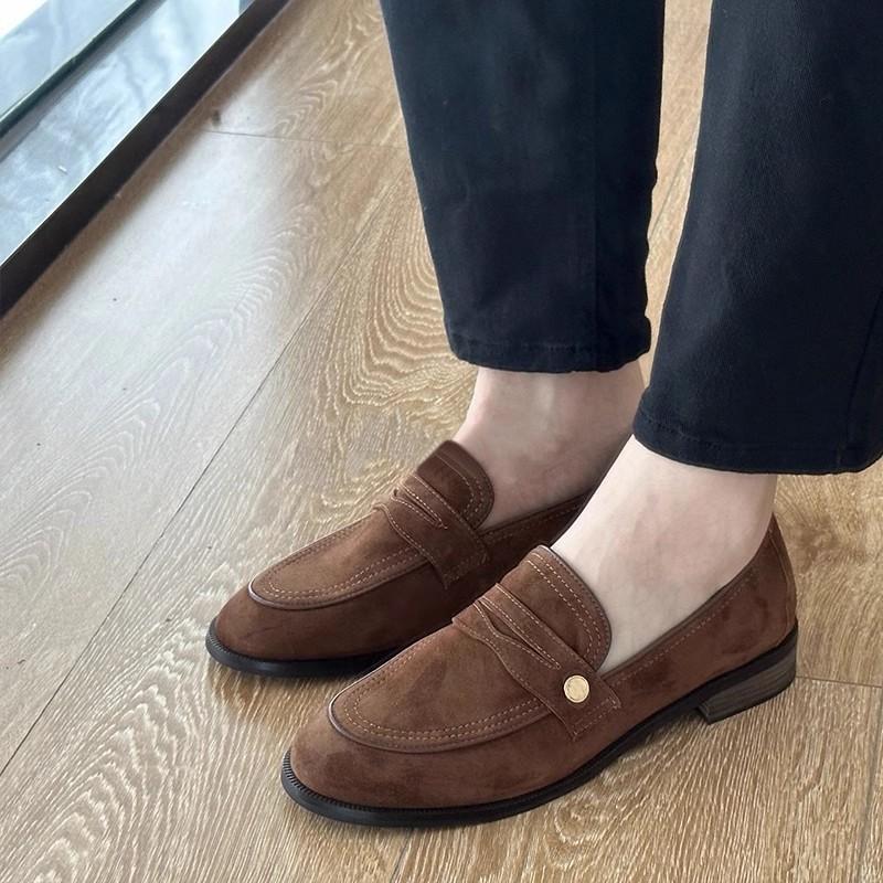 Retro Versatile Shoes, Women's Thick-heeled Round-toed Shoes, Single Shoes