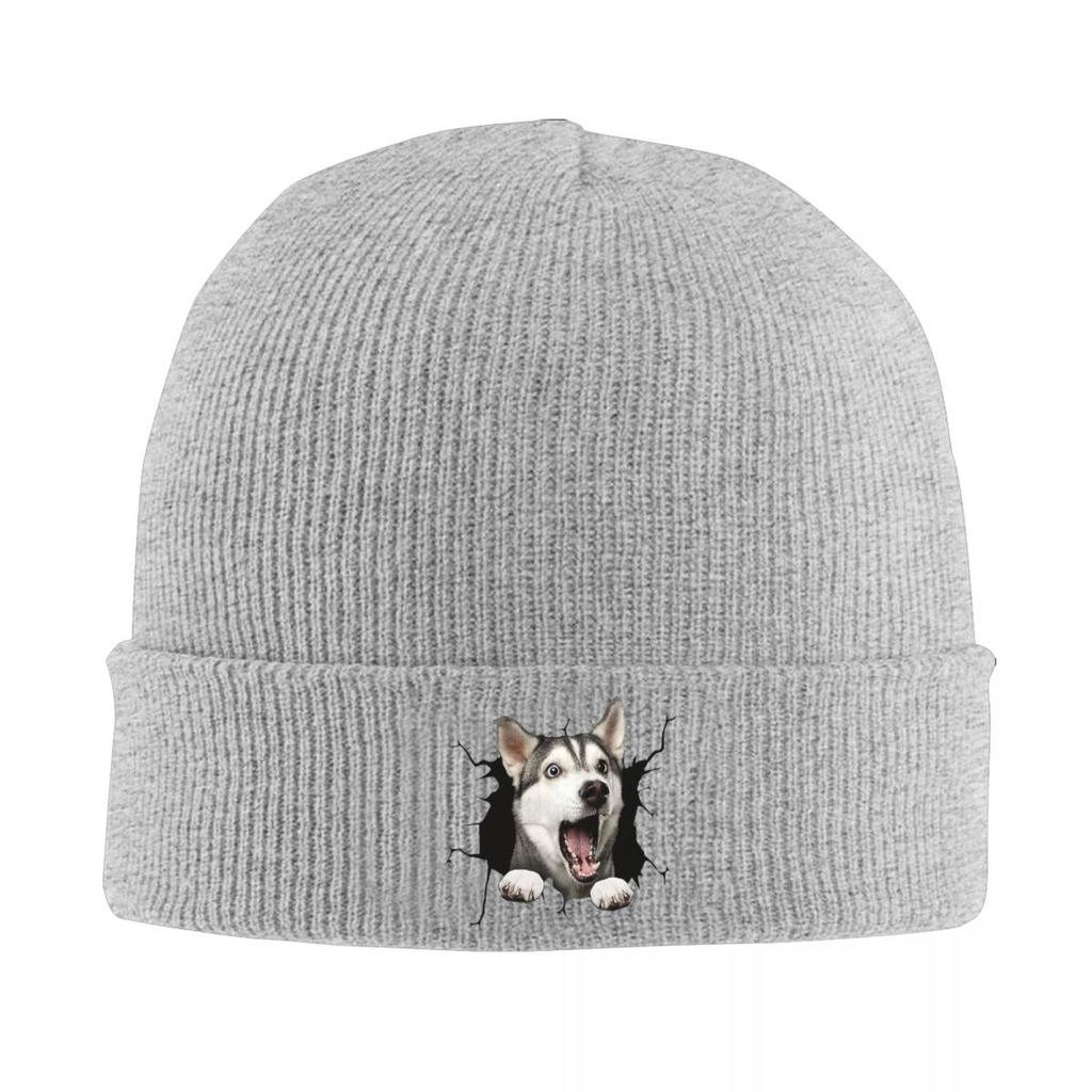 Breaking Through Cute Dog Warm Knitted Cap Winter Knit Bonnet Hat Skullies Beanies Hip Hop Caps for Unisex