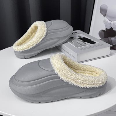 Men Slippers Winter New Keep Warm Plush EVA Soft-soled Platform Slides Indoor Outdoor Walking Shoes Big Size 38-47